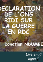 DECLARATION DE L'ONG RIDI SUR LA GUERRE EN RDC