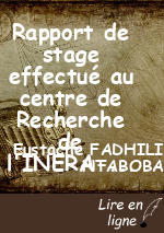 Rapport de stage effectué au centre de Recherche de l'INERA-Mulungu