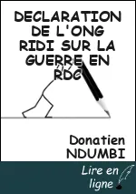 DECLARATION DE L'ONG RIDI SUR LA GUERRE EN RDC