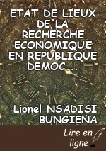 ETAT DE LIEUX DE LA RECHERCHE ECONOMIQUE EN REPUBLIQUE DEMOCRATIQUE DU CONGO