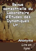 Revue semestrielle du Laboratoire d’Etudes des Dynamiques Urbaines et Régionales (LEDUR)