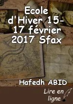 Ecole d'Hiver 15- 17 février 2017 Sfax