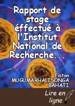 Rapport de stage éffectué à l'Institut National de Recherche Agronomiques (INERA-MULUNGU/Sud Kivu en RDC