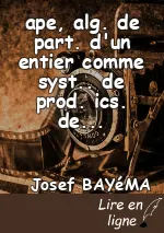 ape, alg. de part. d'un entier comme syst.. de prod. ics. des nœuds